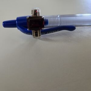 Dark Red Gemstone Ring with Silver Band, Sz 7